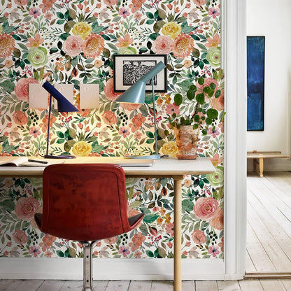 Simon&Siff Floral Peel and Stick Wallpaper, 17.3" x 120" Self Adhesive Wallpaper Boho Flower Kitchen Cabinets Furniture Decorative Renter Friendly Wall Paper