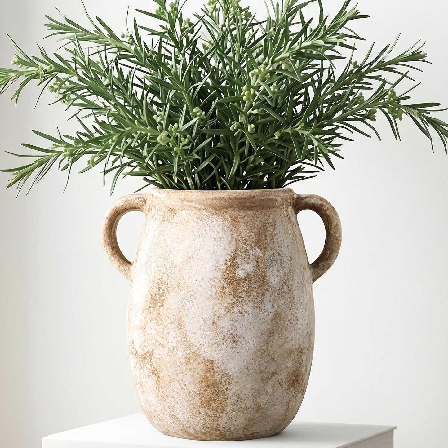 CUCUMI Ceramic Vase Set of 5, Home Decor Farmhouse Décor Handmade Pottery Vases for Pampas Grass, Dried Fresh Flowers, Table, Living Room, Kitchen, Shelf, Entryway Mantel Neutral Tones