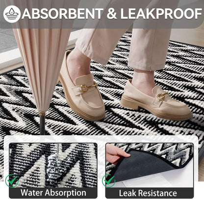 Door Mat 17"x30",Door Mat Indoor Entrance Dirt Resistant and Absorbent Non-Slip Rubber Backing Front Door Mats Washable Low-Profile Indoor Mats for Entryway, Inside Entrance Easy Clean Gray