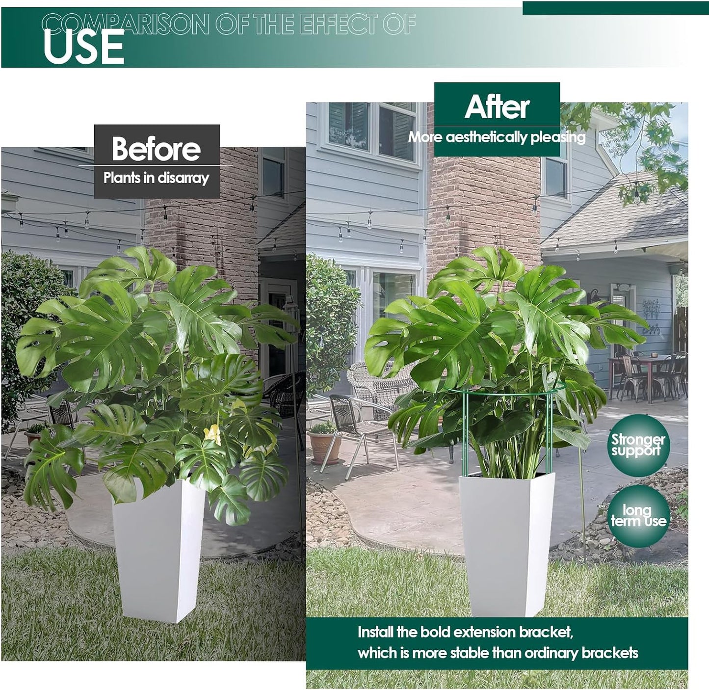 12 Pack 24 inch Plant Support Stakes, Half-Round Metal Garden Flower Stakes, Large Peony Support Ring and Cage for Indoor and Outdoor Plants, Hydrangea, Tomato, Rose, Monstera with Plant Ties