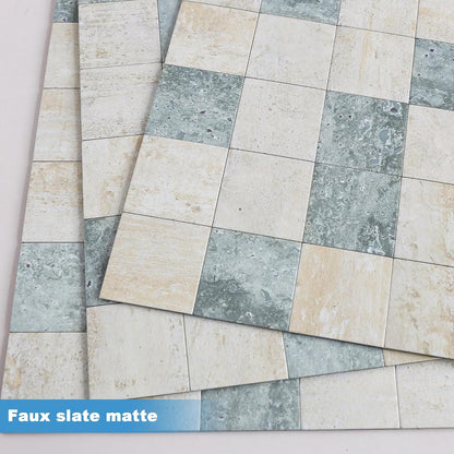 BeNice Kitchen Peel and Stick Tile Backsplash Bathroom Self Adhesive Stone Mosaic Thick Wall Stickers 12"x12"(Blue Rustic,10 Sheets)