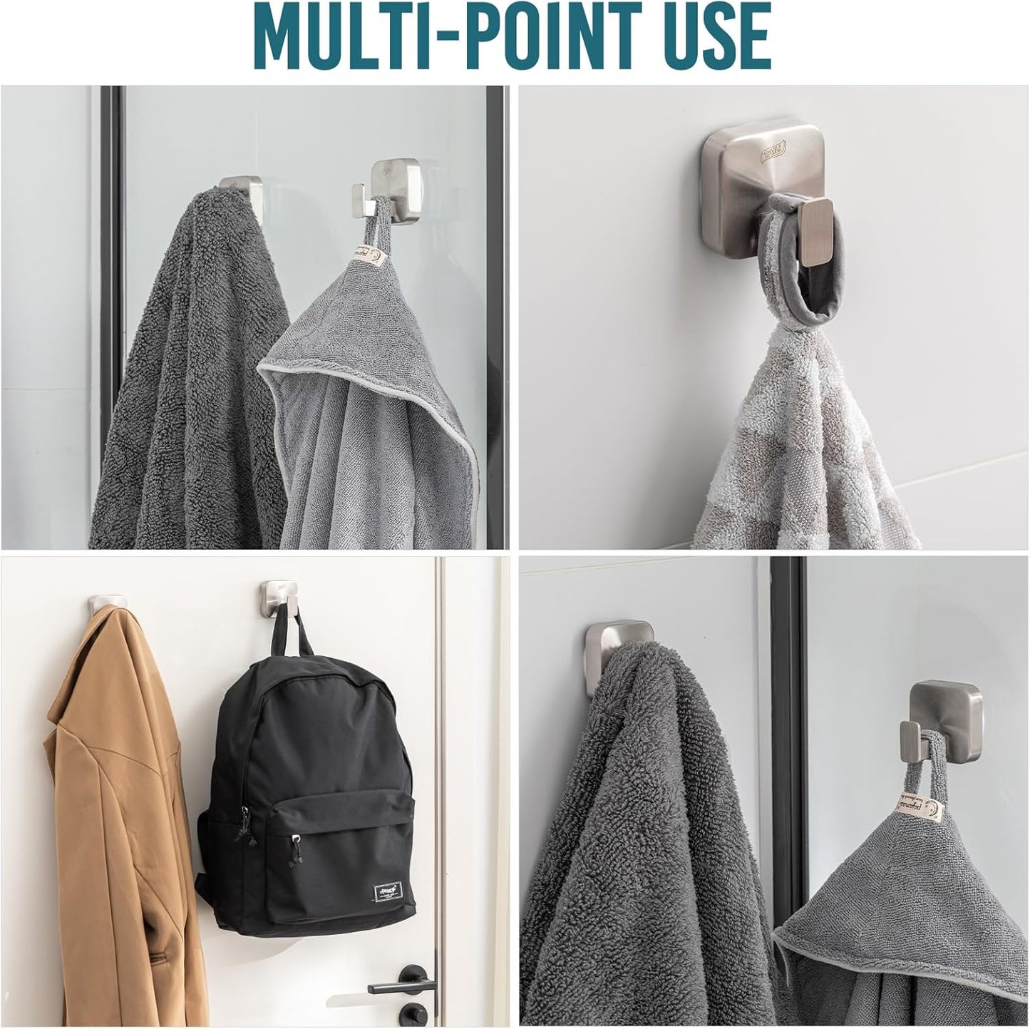 TAILI Suction Cup Razor Holder in Shower 2 Pack, Towel, Loofah, Shaver Holder for Bathroom Wall, Powerful Suction Cup Shower Hooks, Easy to Install and Reuse, White