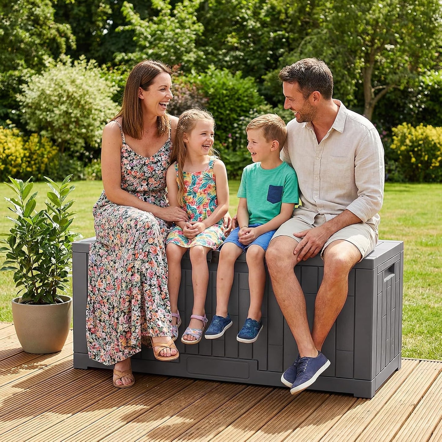 Jocoevol Deck Box 60 Gal, UV Resistant & Waterproof Outdoor Storage Box with Lock, Easy Assemble Storage Bins Container for Pool Patio Garden