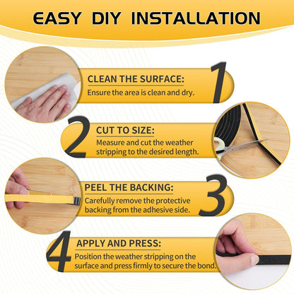 26Ft Weather Stripping Door Seal - 1/2" x 1/4" Door Seal Strip for Door Frame, High Density Foam Insulation Tape, Self Adhesive, Soundproof Gap Filler for Doors, Windows, Sliding & AC Units, White