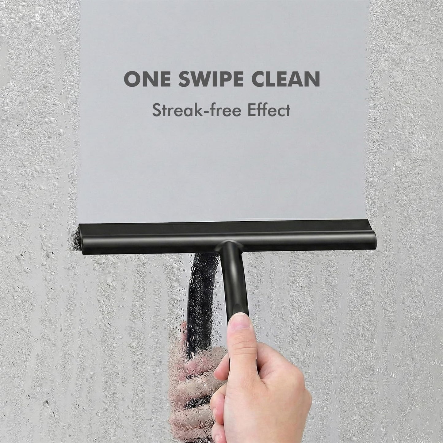 All-in-One Silicone Shower Squeegee with Built-in Large Hook, 145° Ergonomic Handle & Streak-Free Blade for Glass Doors, Bathroom Mirrors, Windows, Tiles & Car Windshields, 8.26 Inch