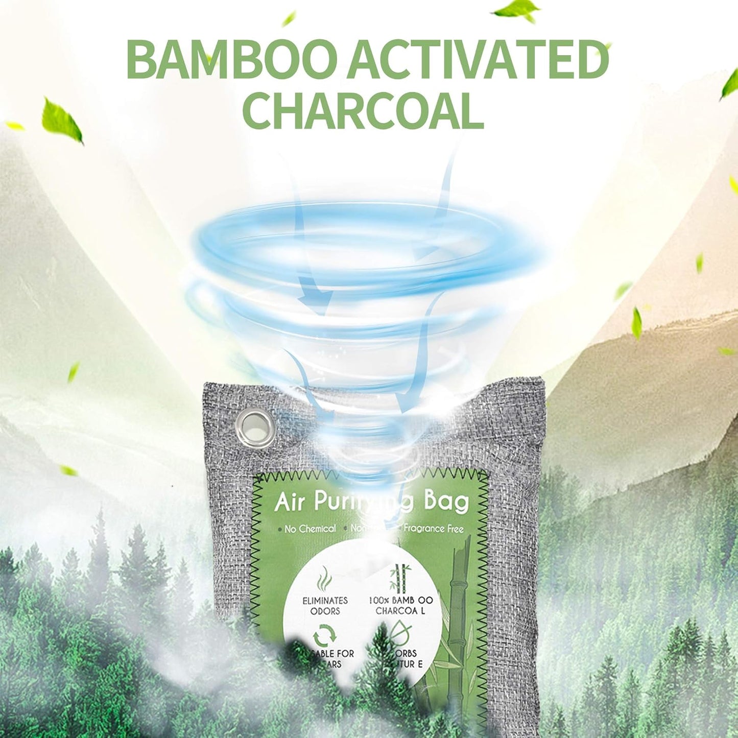 6 Pack Bamboo Charcoal Air Purifying Bag, Activated Charcoal Bags Odor Absorber, Moisture Absorber, Natural Car Air Freshener, Shoe Deodorizer, Odor Eliminators For Home, Pet, Closet
