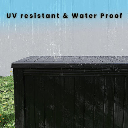 Outdoor Storage Box 325GAL Waterproof Resin Deck Box,Pool Accessories Supplies，UV-Resistant Lockable Package Delivery Bin for Garden Tools,Large Patio Outside Cushions,Chest,Furniture,Black