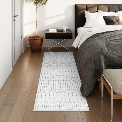 Lahome Moroccan Entry Rug 2x3, Non-Slip Washable Front Indoor Door Mat Rubber Backing Low-Profile Door Rugs, Small Geometric Print Distressed for Entryway Bathroom Kitchen, Black Hana