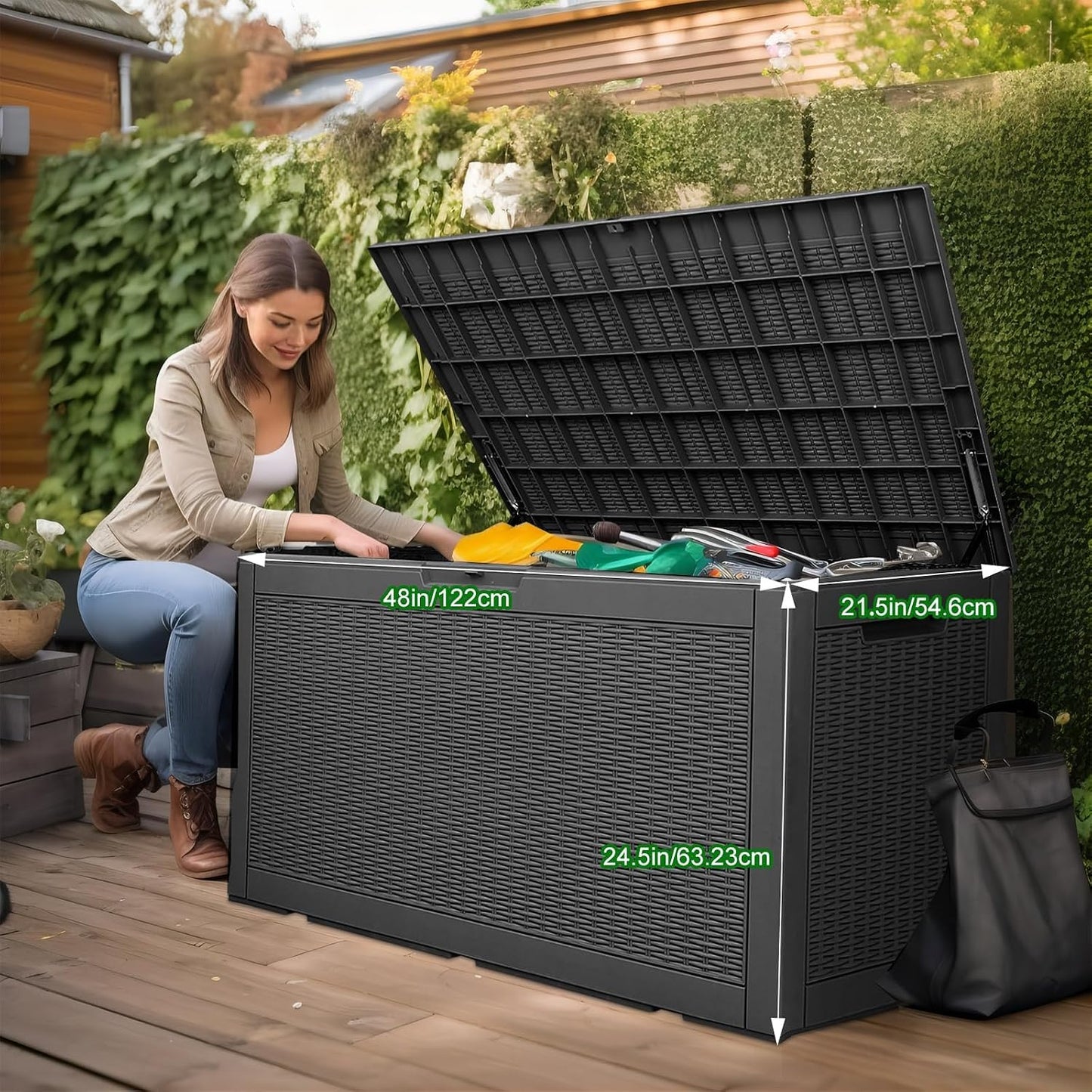50Gal Outdoor Storage Box Anti-Theft Delivery Box Lockable Deck Box | Heavy-duty UV & weatherproof resin for secure parcel drop, patio cushion storage, garden tools & porch package organization
