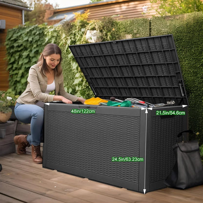 50Gal Outdoor Storage Box Anti-Theft Delivery Box Lockable Deck Box | Heavy-duty UV & weatherproof resin for secure parcel drop, patio cushion storage, garden tools & porch package organization