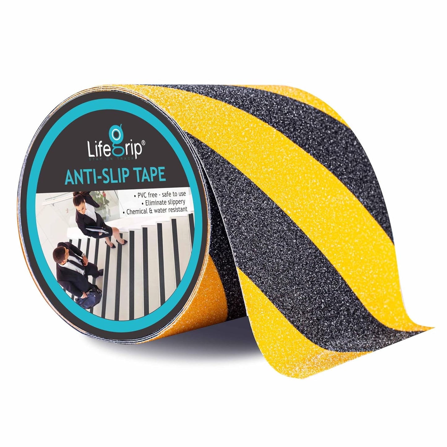 Lifegrip Anti Slip Tape, 4 Inch x 15 Foot Non-Slip Traction Grip Tape for Stairs, Waterproof Stair Treads Grip Non Slip, Non Skid Tape for Steps, Outdoor Black Grip Tape (4" X 15')