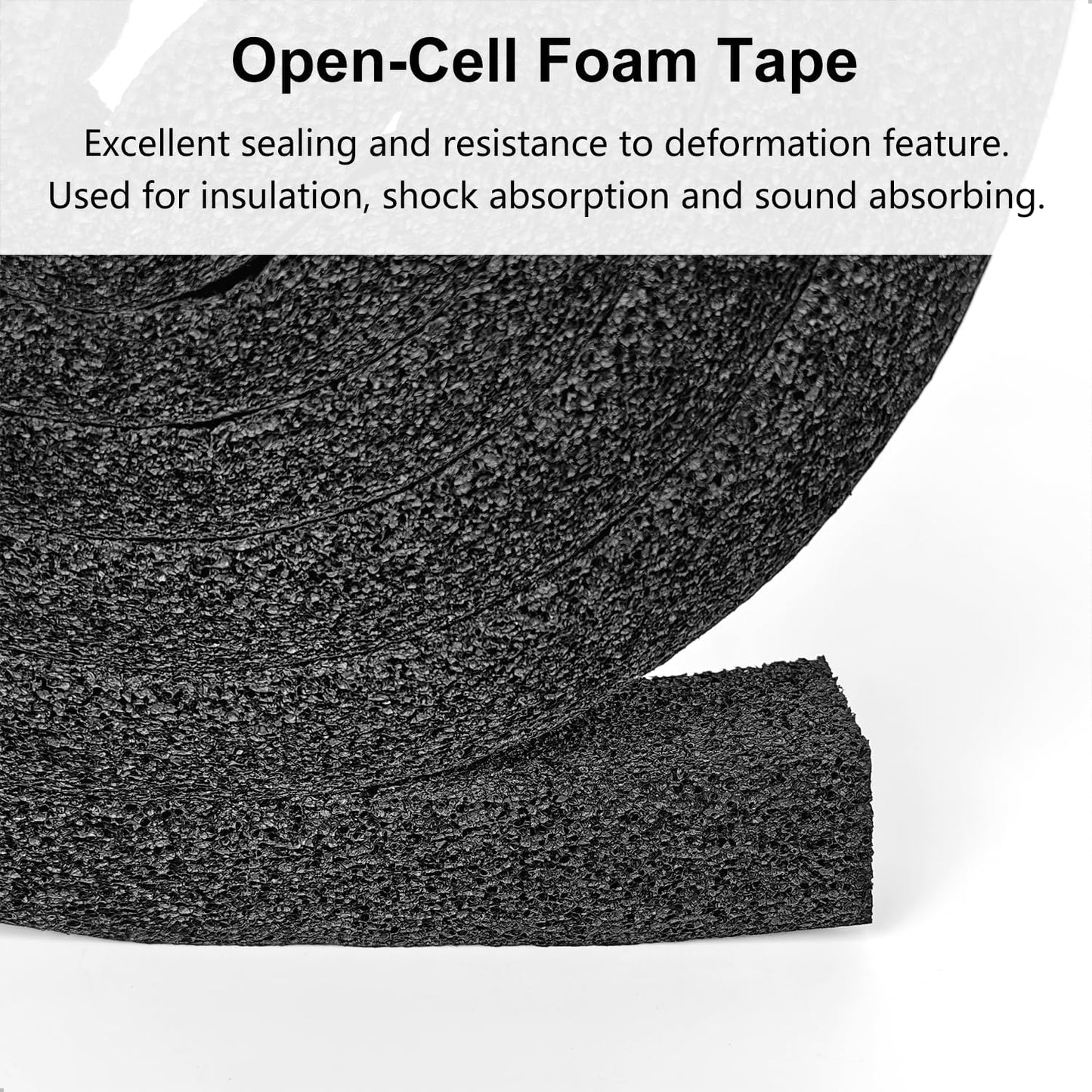 Weather Stripping Door Seal Strip, 1 in x 1 in, AC Insulation Tape, Strong Adhesive, High Reslilience, Weatherproof, Reduce Noise, Gap Filler, Foam Insulation Tape for Doors and Windows