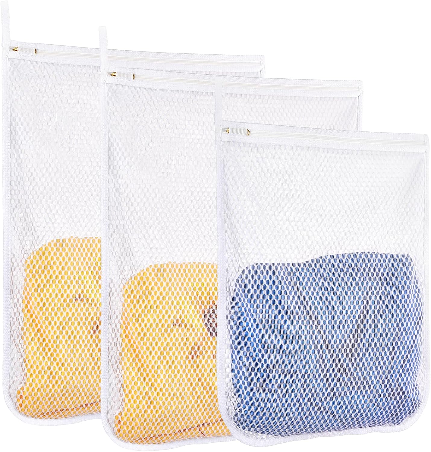 3 pcs Durable Honeycomb Mesh Laundry Bags for Delicates 12" x 15" (3 Medium)