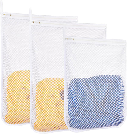 3 pcs Durable Honeycomb Mesh Laundry Bags for Delicates 12" x 15" (3 Medium)