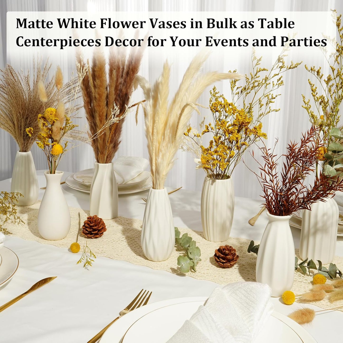 Ceramic Bud Vases, Set of 12 White Vases for Centerpieces Small Vase for Flowers Mini Ceramic Vases for Pampas Grass VAse Bulk for Wedding Table Centerpieces Decoration Boho Home Decor DIY Gift