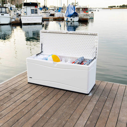 LIFETIME 60012 Extra Large Deck Box, 130 Gallon, Desert Sand/Brown