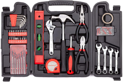 CARTMAN 136-Piece Household Tool Set, Home Repair Kit With Storage Case Box | Complete tool assortment for home repairs, office fixes, dorm needs, furniture setup, crafting, and everyday household fixes.