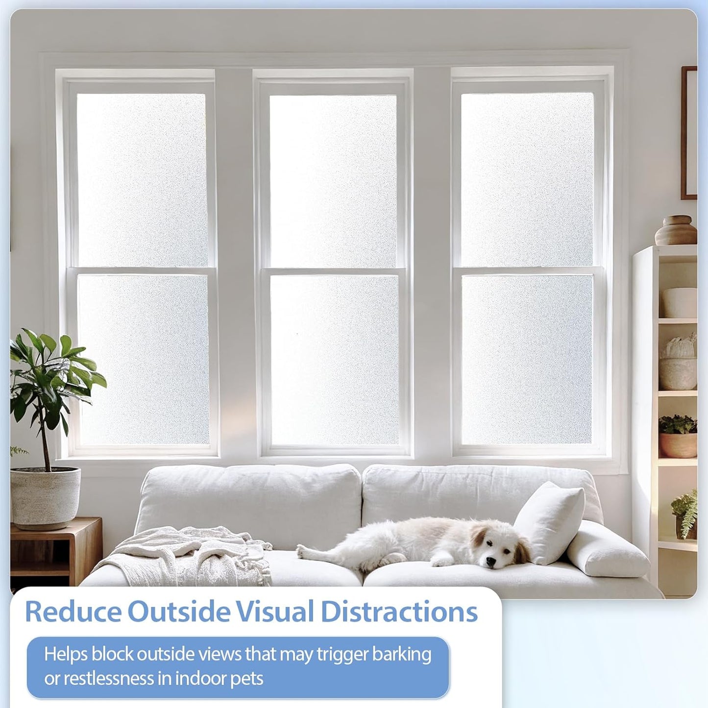 GTJ Frosted Window Privacy Film, Static Cling No Glue Removable Reusable, UV Blocking Glare & Heat Reduction, for Bathroom Glass Door Home Office, 17.5" x 78.7"in