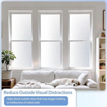GTJ Frosted Window Privacy Film, Static Cling No Glue Removable Reusable, UV Blocking Glare & Heat Reduction, for Bathroom Glass Door Home Office, 17.5" x 78.7"in