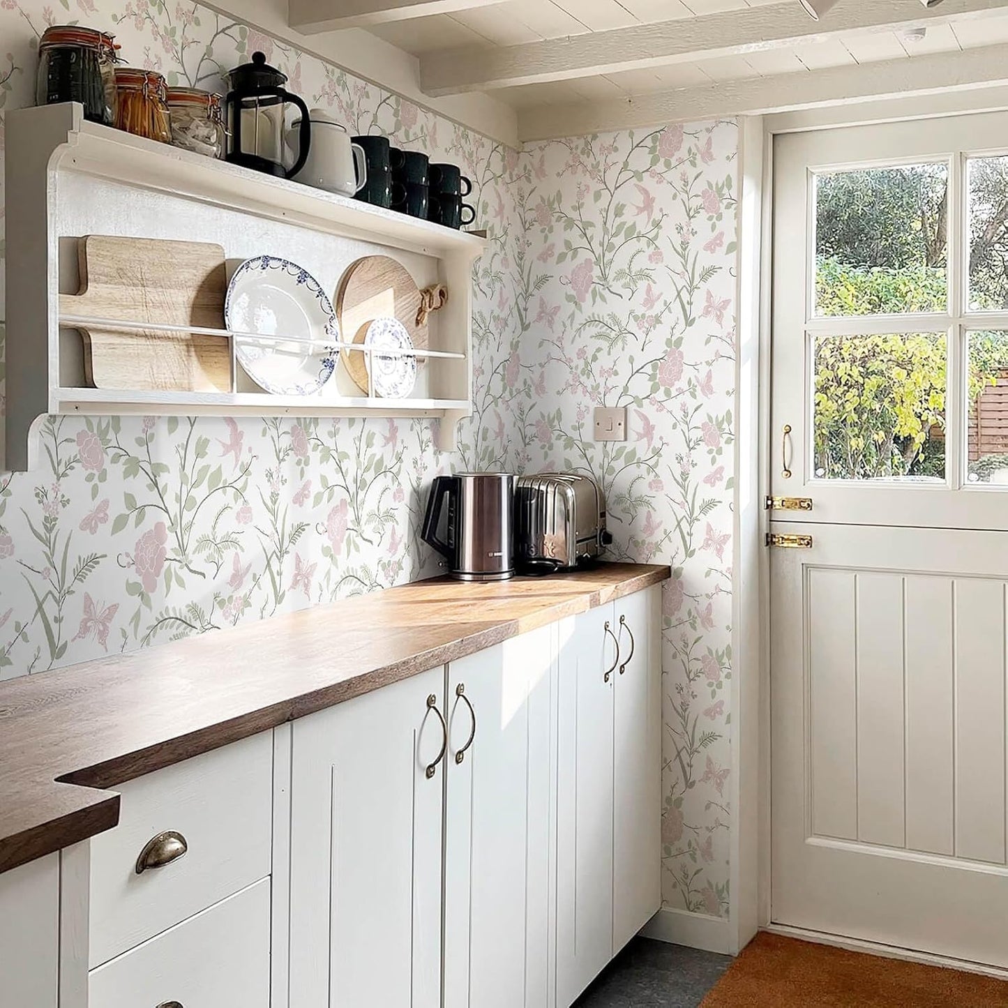 Boho Wallpaper Neutral Peel and Stick Wallpaper 78.7"x17.3" Geometric Wall Paper Beige and White Contact Paper Textured Removable Vinyl Waterproof for Bedroom Farmhouse Kitchen Bathroom