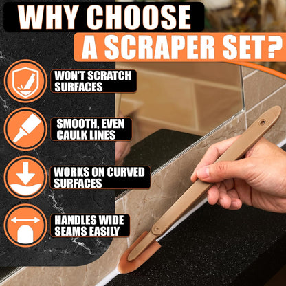 4-Piece Caulking Tool Kit for Silicone Sealant & Grout – Finishing & Smoothing Caulk Tool Set for Bathroom, Kitchen, Tile & Window – Reusable Urethane Rubber Tips with ABS Handle, Sizes 0.78"-1.73"