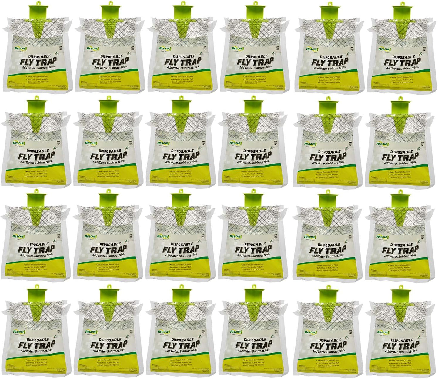 RESCUE! Outdoor Disposable Fly Trap – Hanging Fly Catcher with Attractant Bait, Fly Bag for Patio, Yard, Trash & Farm Areas – Easy-to-Use Outdoor Fly Control - 24 Traps