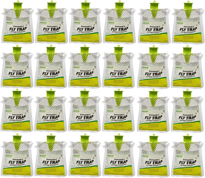 RESCUE! Outdoor Disposable Fly Trap – Hanging Fly Catcher with Attractant Bait, Fly Bag for Patio, Yard, Trash & Farm Areas – Easy-to-Use Outdoor Fly Control - 24 Traps