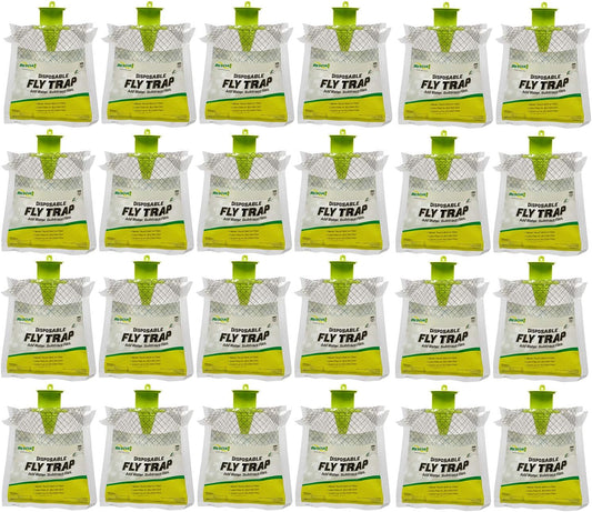 RESCUE! Outdoor Disposable Fly Trap – Hanging Fly Catcher with Attractant Bait, Fly Bag for Patio, Yard, Trash & Farm Areas – Easy-to-Use Outdoor Fly Control - 24 Traps
