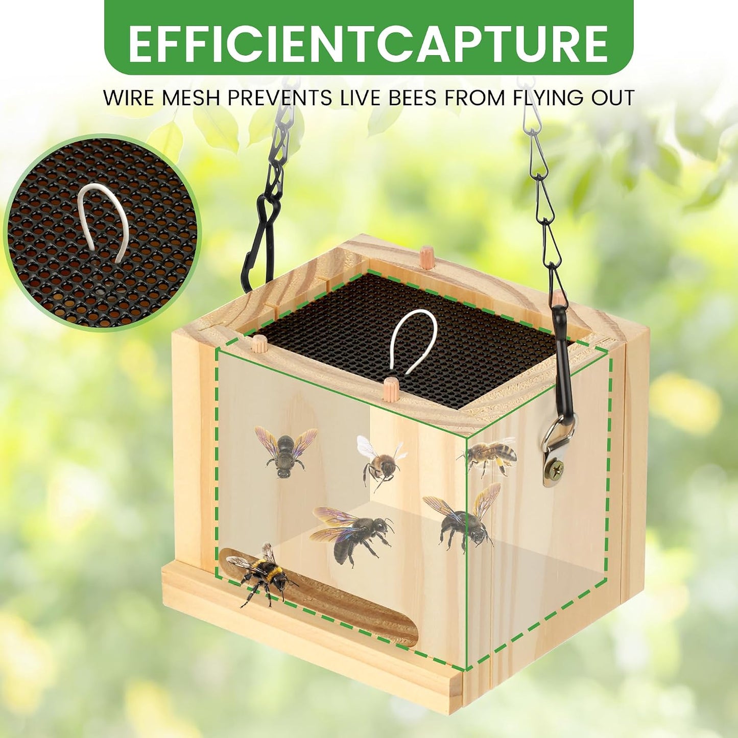 Carpenter Bee Trap for Outside - Wasp Traps Outdoor Hanging with Sticky Traps - Carpenter for Wasps, Mud Daubers (2 Bee Trap+8 Refills)