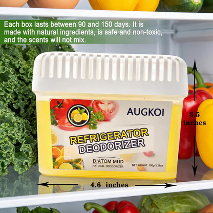Diatomaceous Earth Fridge Deodorizer Gel Set, Odor Eliminator, 1Pack | Outperforms baking soda & charcoal. Nature-based gel eliminates odors and extends refrigerator food freshness.