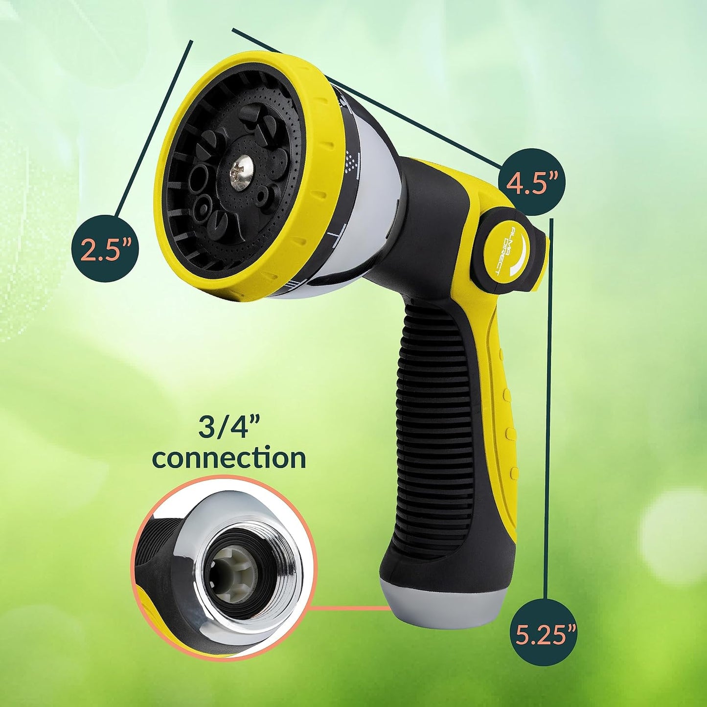 ALMA Garden Hose Nozzle Sprayer with Thumb Control On Off Valve - 10 Spray Pattern Garden Hose Sprayer Nozzle - Perfect Water Hose Nozzle for Outdoor
