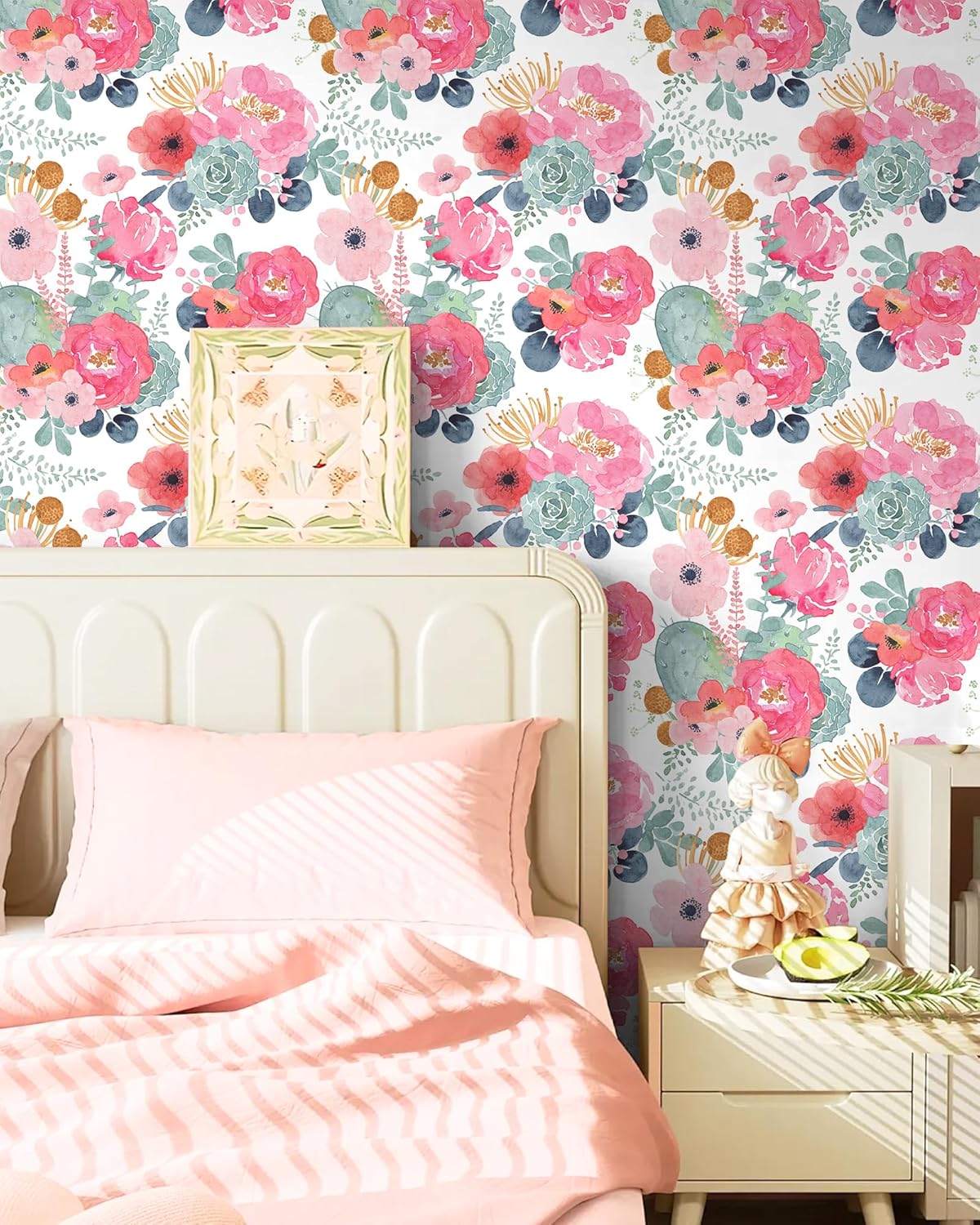 Floralplus Floral Wallpaper Peel and Stick Removable Wallpaper Boho Renter Friendly Dark Flower Wallpapers Contact Paper for Walls Cabinet Bedroom Bathroom Decor 17.5 in x 118 in