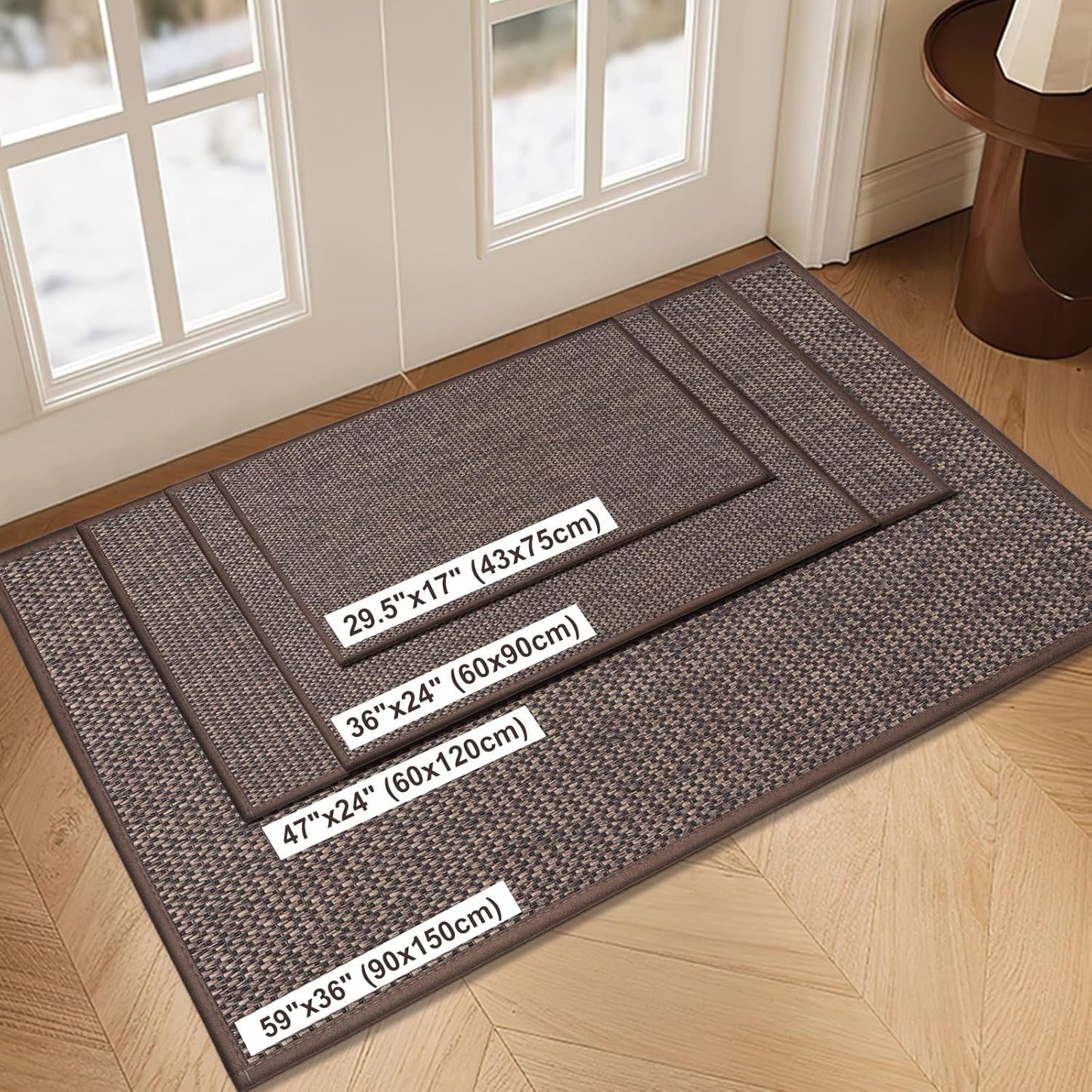 LEKEEPGO Door Mat 17"x29", Non Slip Door Mat Indoor Entrance, Rubber Backing Indoor Door mats Washable Absorbent Low-Profile Doormat Front Entryway Entry Resist Dirt Inside Door Mats, Khaki