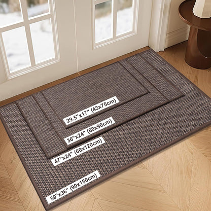 LEKEEPGO Door Mat 17"x29", Non Slip Door Mat Indoor Entrance, Rubber Backing Indoor Door mats Washable Absorbent Low-Profile Doormat Front Entryway Entry Resist Dirt Inside Door Mats, Khaki