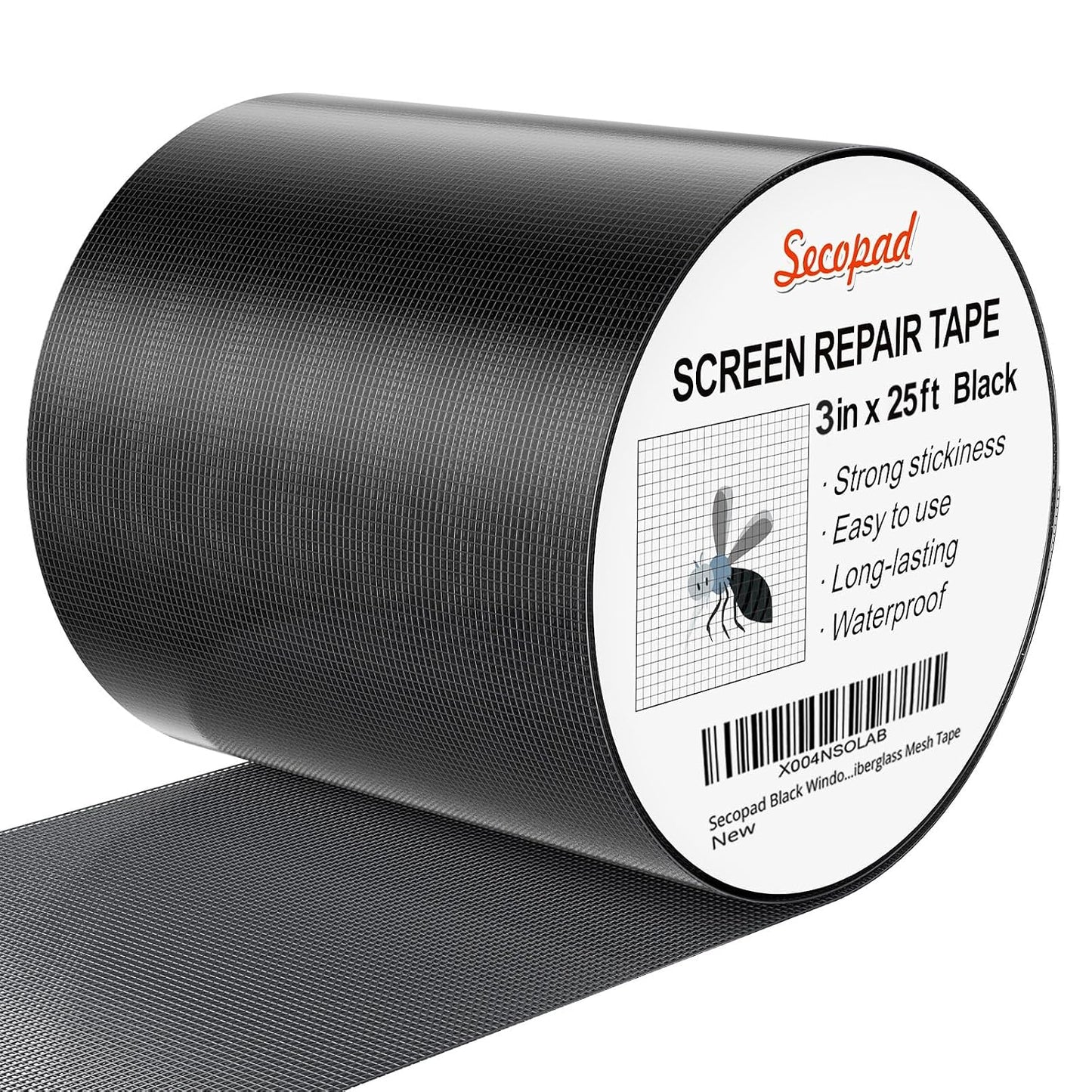 Secopad Grey Window Screen Repair Tape, 2IN X 15FT (180IN) Screen Repair Kit for Windows or Doors, Strong Adhesive Patch Kit Fiberglass Mesh Tape