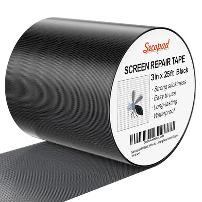 Secopad Grey Window Screen Repair Tape, 2IN X 15FT (180IN) Screen Repair Kit for Windows or Doors, Strong Adhesive Patch Kit Fiberglass Mesh Tape