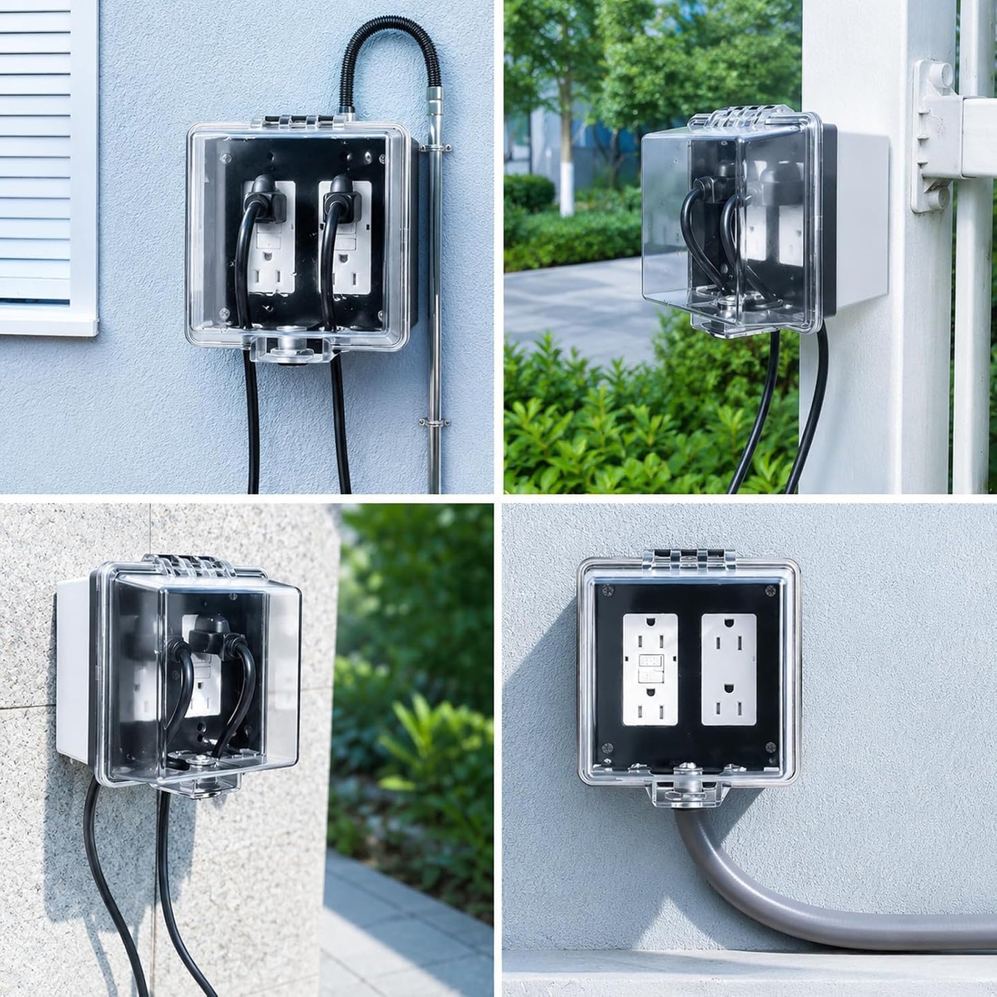 2-Gang Baby Safety Dual Outlet Cover Box - Fit 1.3“ x 2.66”, Easier Operation, Simple 4 Step Install,Provides Extra Space Inside for Plugs,Adapters,4.53" high x 4.35" Wide x 2.52" deep