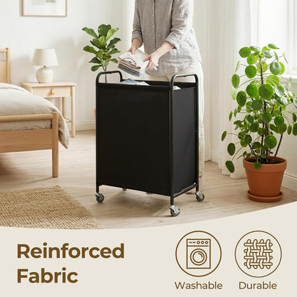 GRANNY SAYS 2 Section 130L Laundry Sorter, Large Laundry Hamper Basket with Wheels and Handles, Durable and Sturdy Rolling Cart for Laundry Room, Hotel, Bedroom, Beige