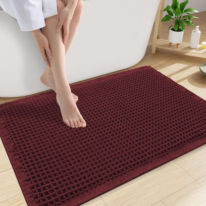 Smiry Waffle Bath Mat 30x20, Extra Soft Absorbent Bathroom Rugs, Non Slip Machine Washable Quick Dry Bath Rugs for Bathroom Floor, Tub, Shower, Home Decor Accessories, Brown