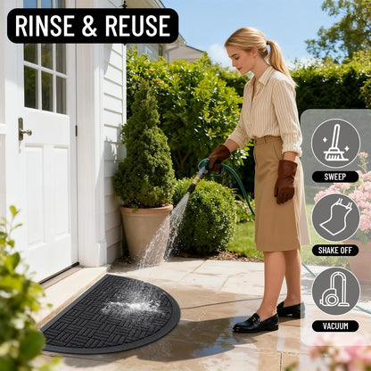 OLANLY Front Door Mat Outside Entrance 29.5x17, Absorbent, Heavy Duty Sturdy Natural Rubber Doormat Indoor Outdoor, Stain and Fade Resistant, Non-Slip Backing Low Profile Floor Mat for Entryway, Grey