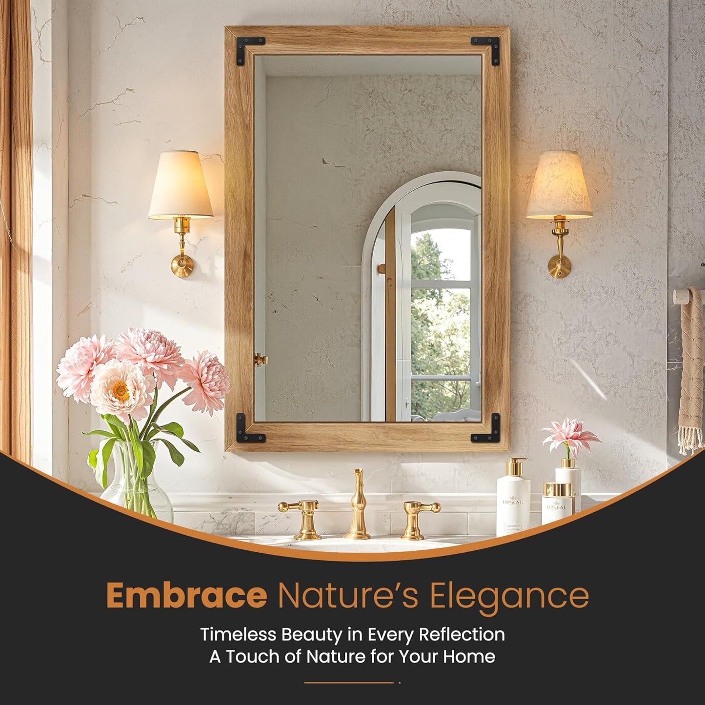 TRAHOME Full Length Mirror with Wooden Frame, 56"X22" Solid Wood Standing Floor Mirror for Farmhouse, Bathroom, Bedroom Decor, Hanging or Leaning Wall-Mounted