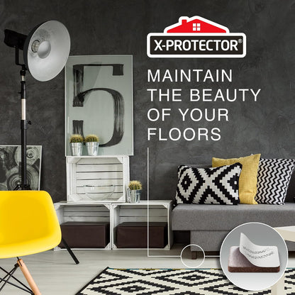 X-Protector Premium Felt Furniture Pads - 20 PCS 6 x 1/2" - Black Rectangular Pads with Tenacious Adhesive - Protects Hardwood, Laminate & Tile Floors