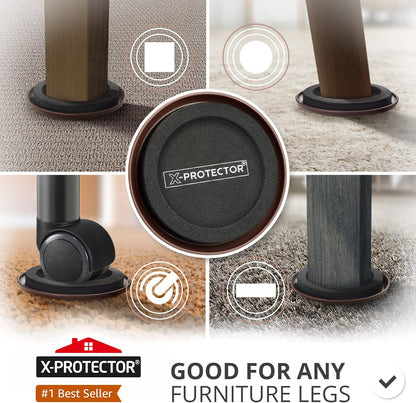 Chair Sliders X-PROTECTOR – Furniture Sliders 40 pcs Carpet Sliders 1” – The Best Furniture Moving Pads – Premium Chair Leg Floor Protectors – Slide Effortlessly with Chair Pads & Protect Your Floor!