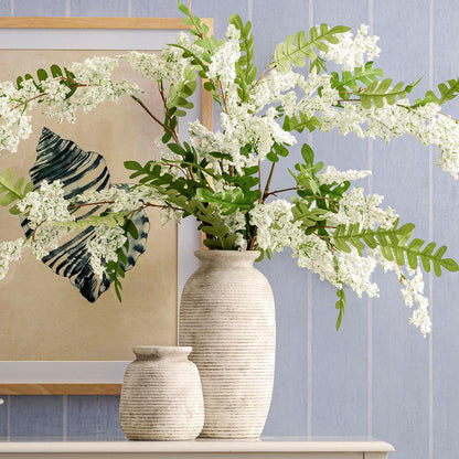 Ceramic Flower Vase, Small Rustic Farmhouse Vases Home Decor, Short Pottery Decorative Pampas Vase for Table Living Room Entryway Mantel Bookshelf Bedroom Bathroom Kitchen - 6" W