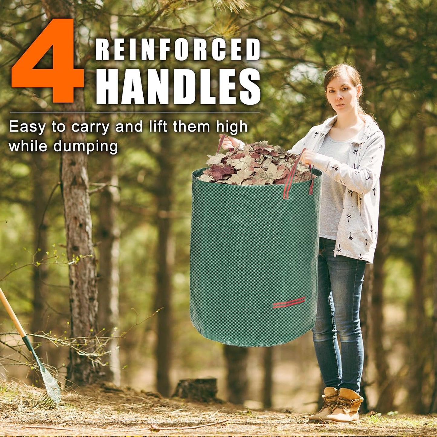 Outdoor Metal Leaf Bag Holder Stand, Fits 30-45 Gal Garbage Bags, Portable | Yard waste bag holder, Garden trash bag frame, Freestanding leaf bag stand, Camping garbage can, Disposable bag holder
