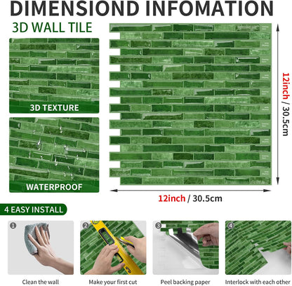 URCOLOR 10-Sheet Peel and Stick Backsplash Tile for Kitchen - 12”×12” Stick on Wall Tile for Bathroom, Black White Grey