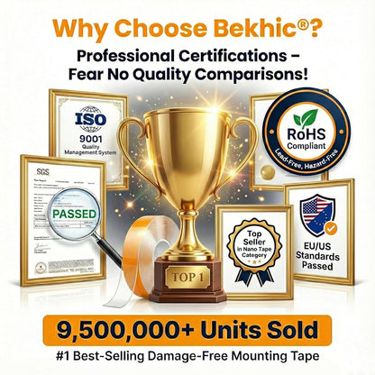 Bekhic® Double Sided Tape Heavy Duty(Extra Large 16.5FT), Clear Mounting Tape Nano Double Sided Adhesive Tape,Picture Hanging Adhesive Strips Poster Tape