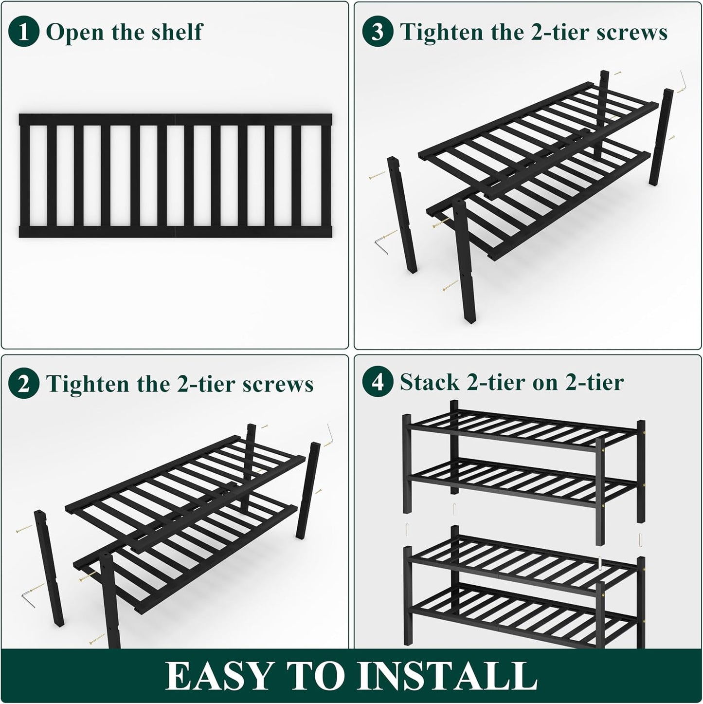 Smiry Bamboo Shoe Rack, 3 Tier Free Standing Wooden Shoe Organizer, Stackable Wood Shoe Storage Shelf for Closet, Entryway, 12 Vertical Slats, 2+1 Stack Standard Legs, 26.8"x11"x19.5", Natural