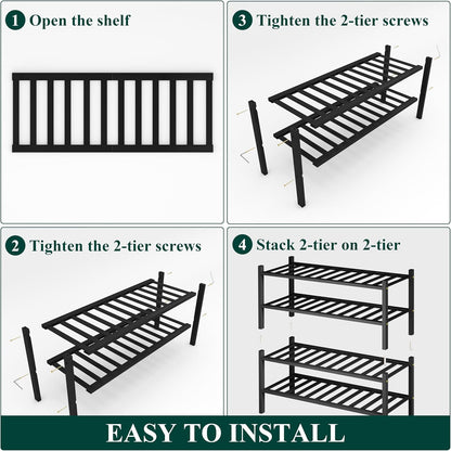 Smiry Bamboo Shoe Rack, 3 Tier Free Standing Wooden Shoe Organizer, Stackable Wood Shoe Storage Shelf for Closet, Entryway, 12 Vertical Slats, 2+1 Stack Standard Legs, 26.8"x11"x19.5", Natural