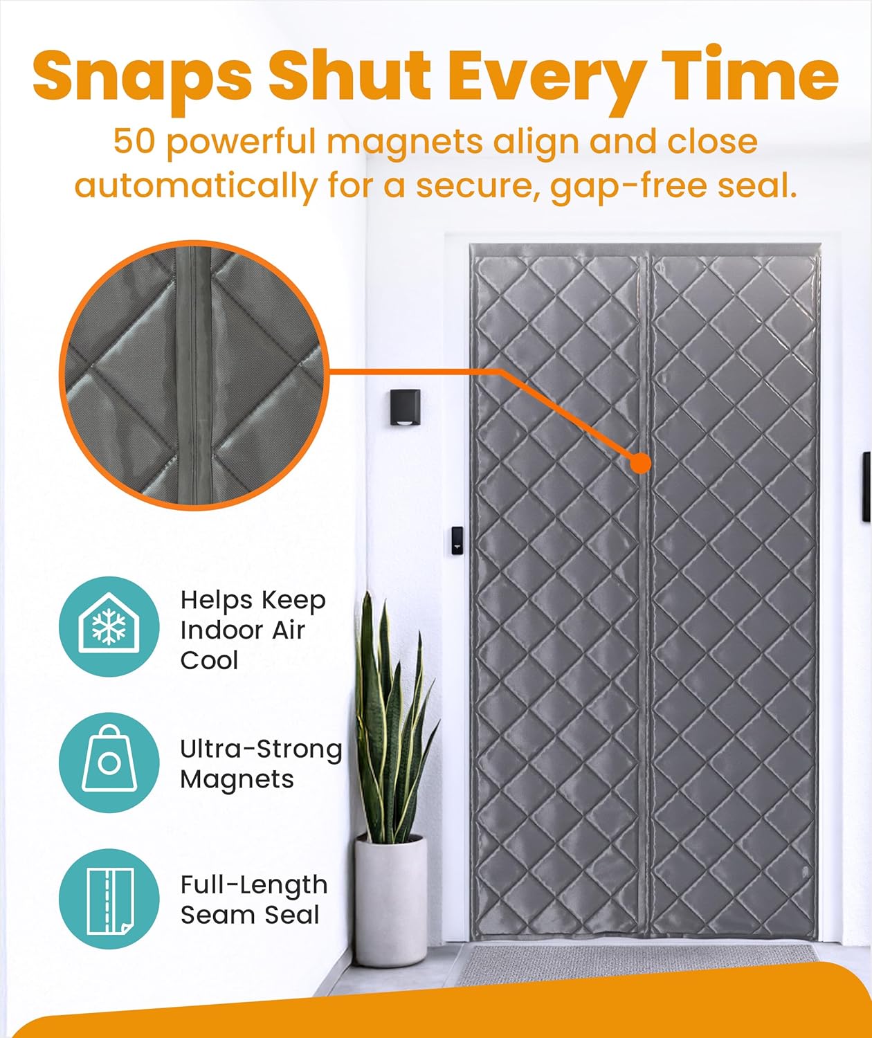 Flux Phenom Magnetic Screen Door - Bugs Out, Breeze in - 9min Install Auto-Sealing Heavy Duty Double Stitched Mesh, 52 Magnets, Hands Free Sliding & Patio Doors Net, Pet & Kid Friendly, 38 x 82 Inch